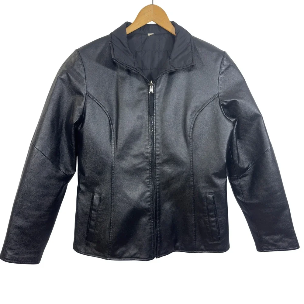 Wilsons Leather Maxima Reversible Black Jacket Women's‎ Size M Genuine Leather